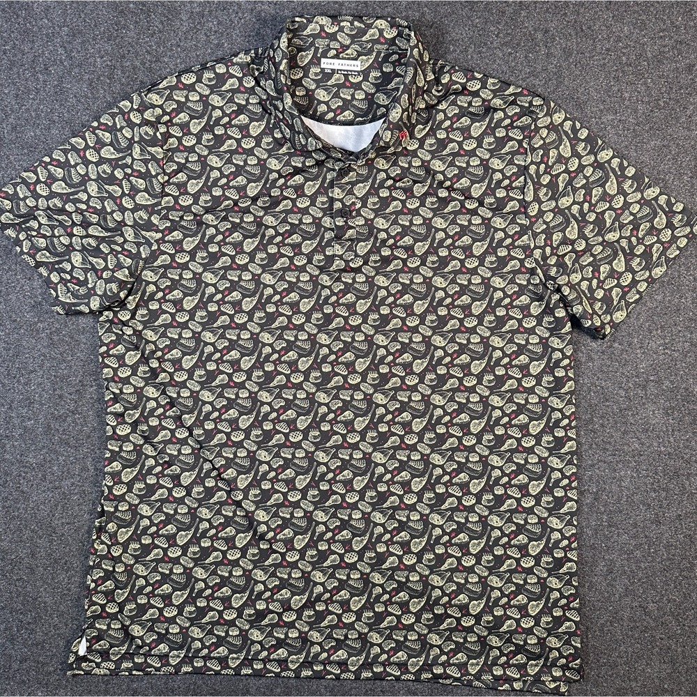 Fore Fathers Mens XXL Steak Meats Golf Polo Shirt Print Black